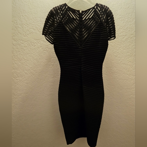 Like new- Calvin Klein fitted black sheer overlay dress. - Picture 3 of 4